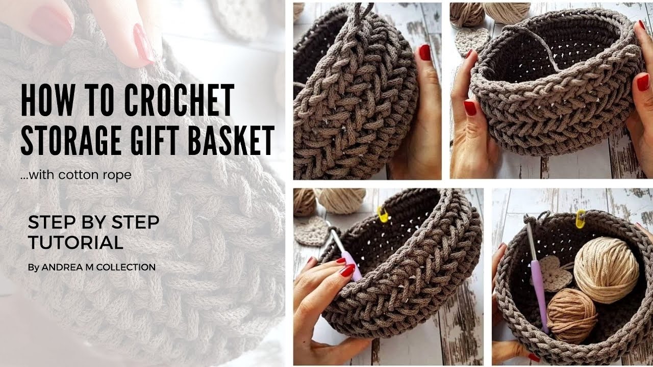 DIY Learn How to Make & Crochet Storage Gift Basket, Herringbone Stitch