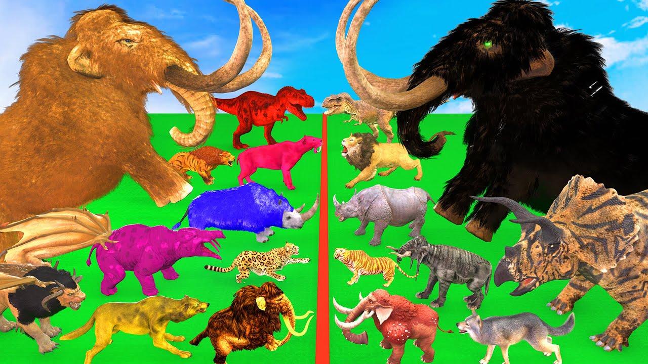 Prehistoric Mammals vs ARK Prehistoric Animals Mammoth Mastodon vs Woolly Mammoth Animal Epic Battle