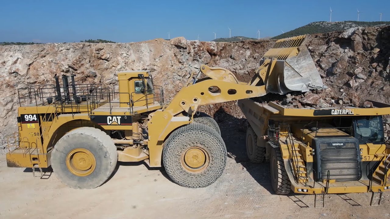 Caterpillar 994 Wheel Loader Loading Caterpillar 777F Dumpers - Samaras Mining Group