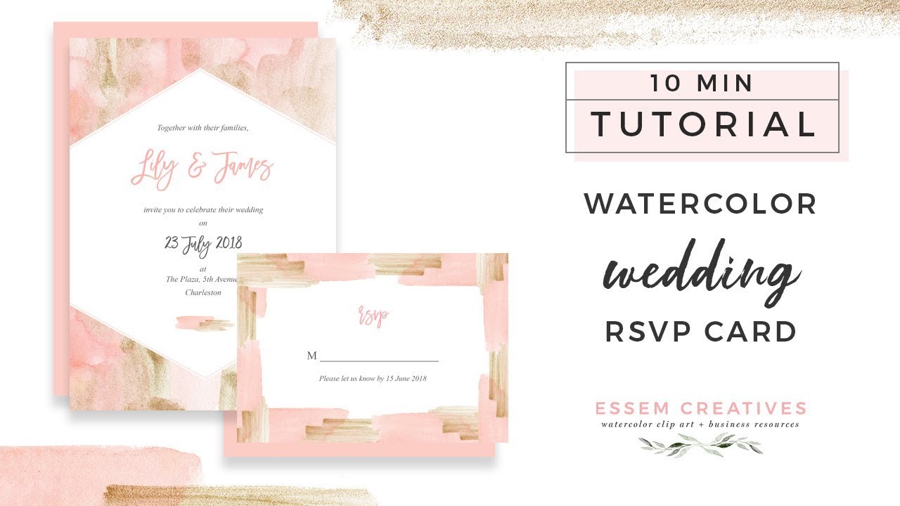 How to Make Blush and Gold Watercolor RSVP Card on Pages - easy tutorial for beginners