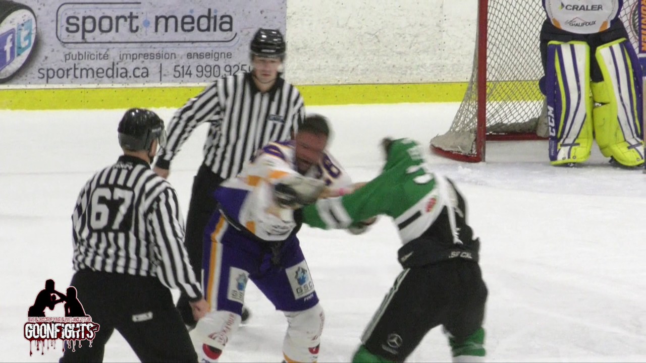 Jo&euml;l Th&eacute;riault Vs Hubert Poulin  27 Nov LNAH Marquis Vs Laval hockey fight