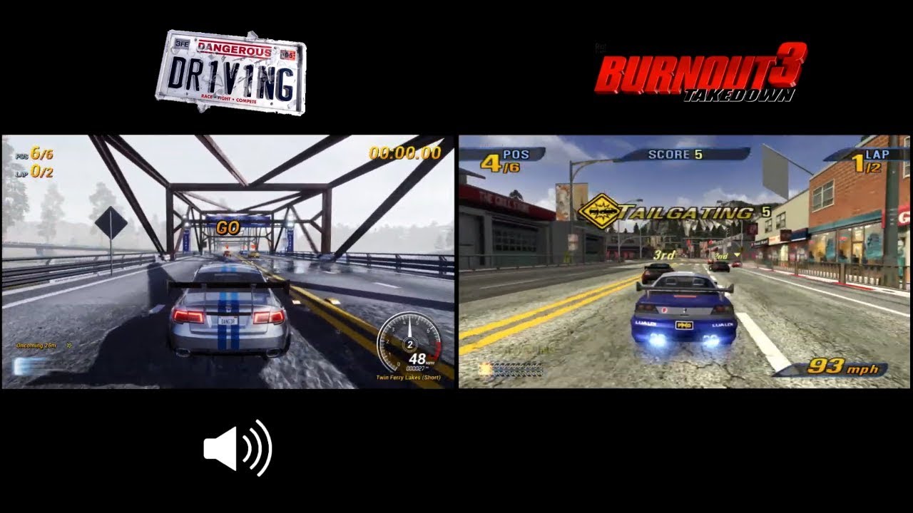 Dangerous Driving vs Burnout 3: Takedown - Gameplay Comparison
