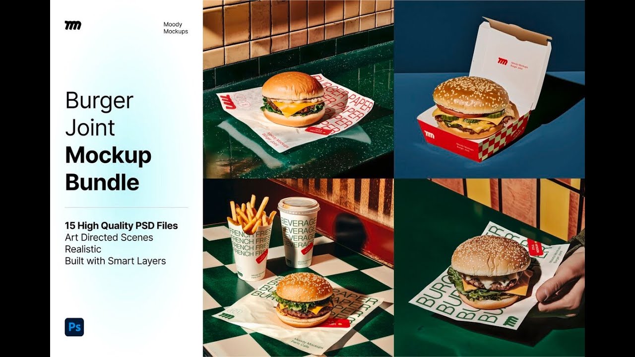 15 Burger Joint Mockups Bundle Stock Graphics Download
