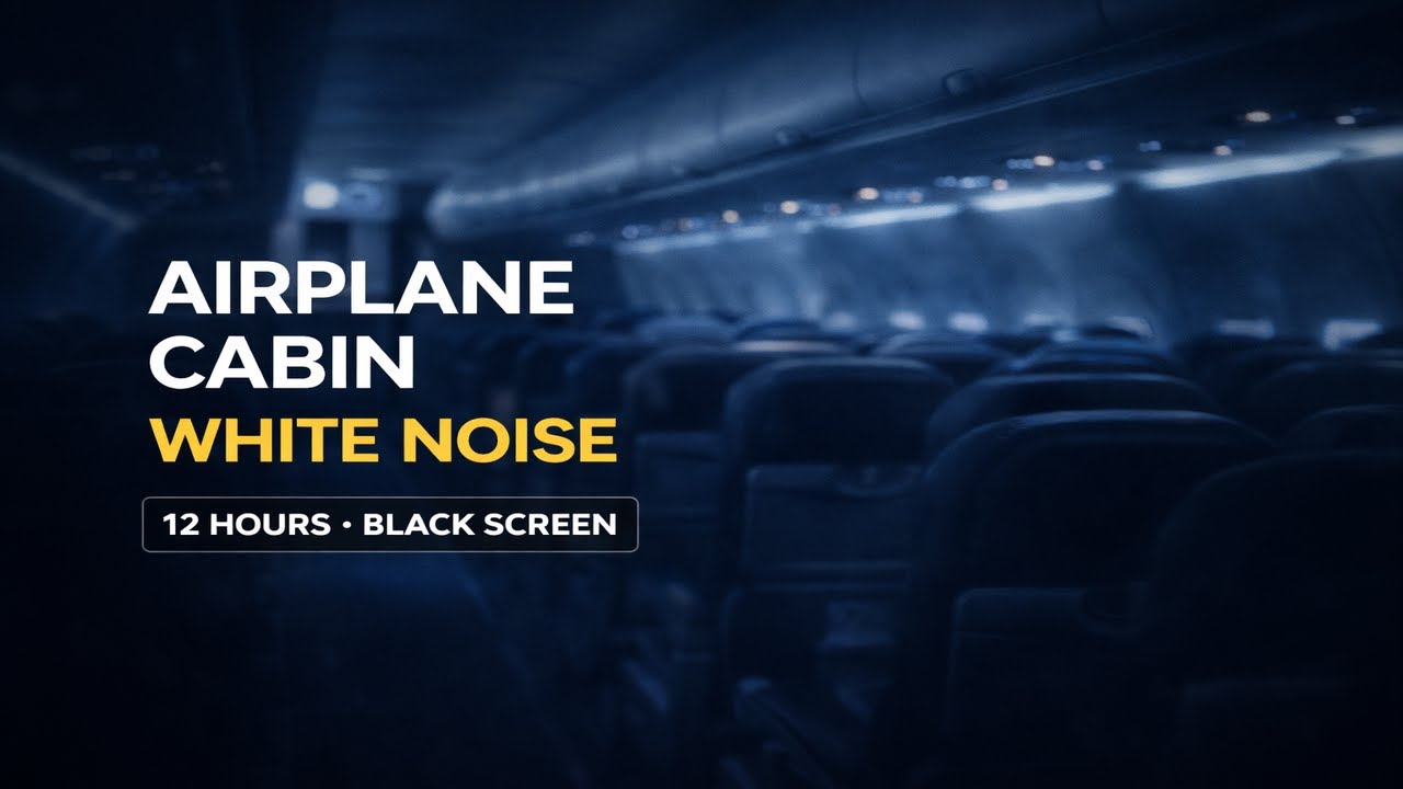Airplane Cabin White Noise | Deep Sleep & Baby Sleep | 12 Hours Black Screen