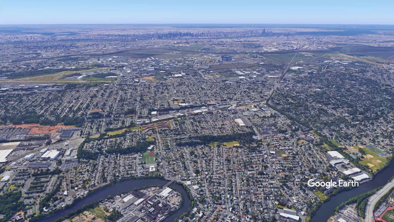 Passaic NJ - Drone 1KM up - Google Earth Studio