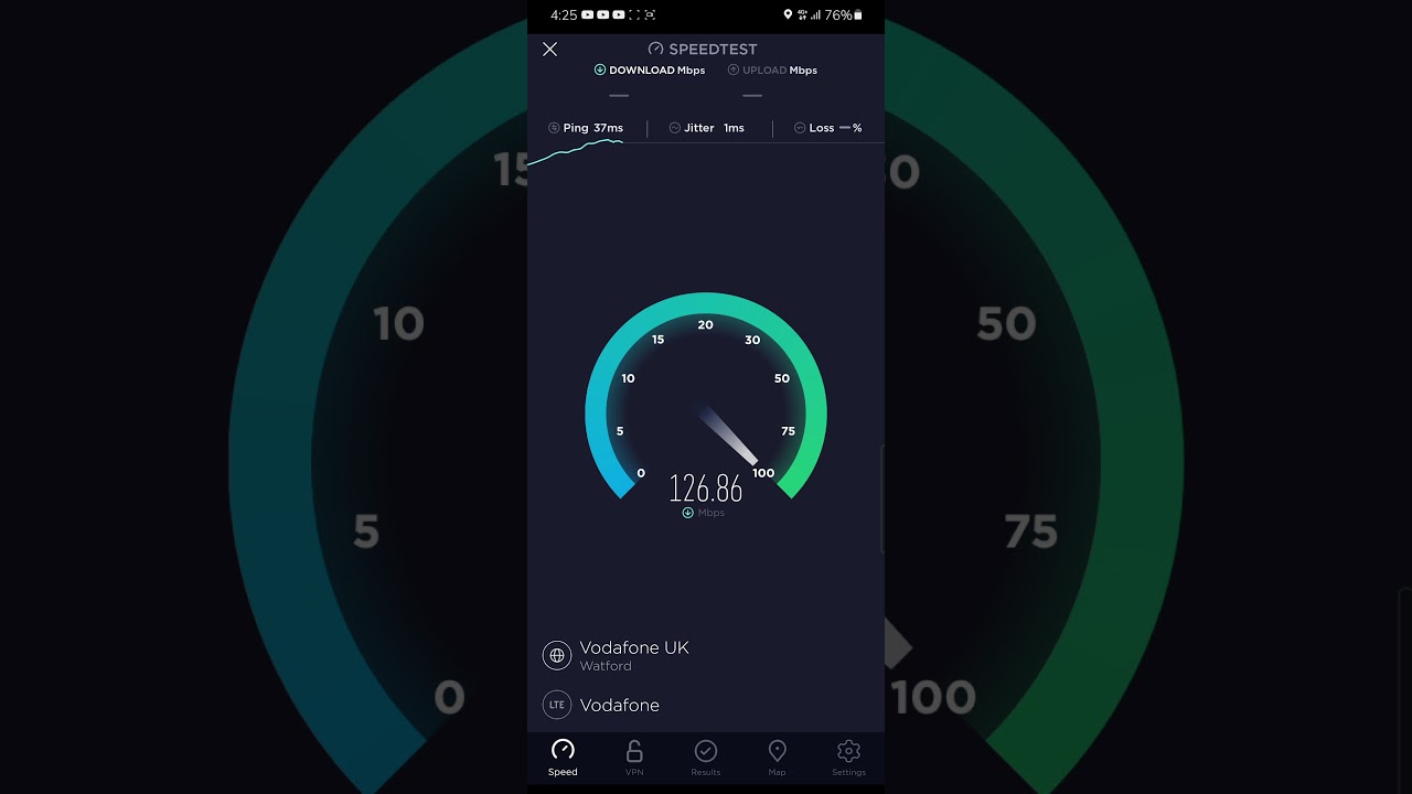 Vodafone UK 4G/LTE speedtest