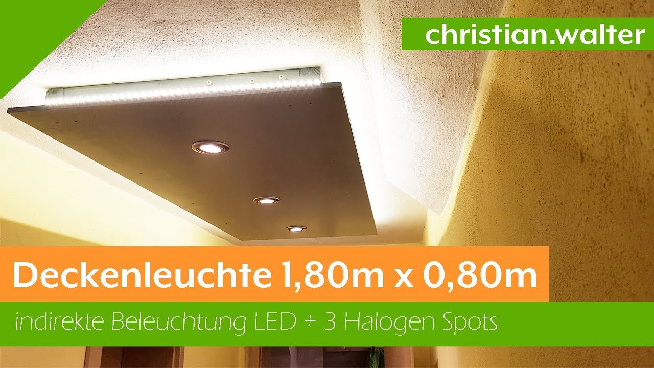 Deckenleuchte / indirekte Beleuchtung mit LED Stripes & Lichtspots (1,80m x 0,80m)