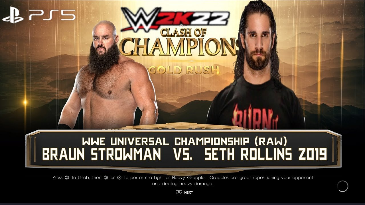 WWE 2K22 (PS5) - ROLLINS vs STROWMAN GAMEPLAY | UNIVERSAL TITLE MATCH: WWE CLASH OF CHAMPIONS 2019