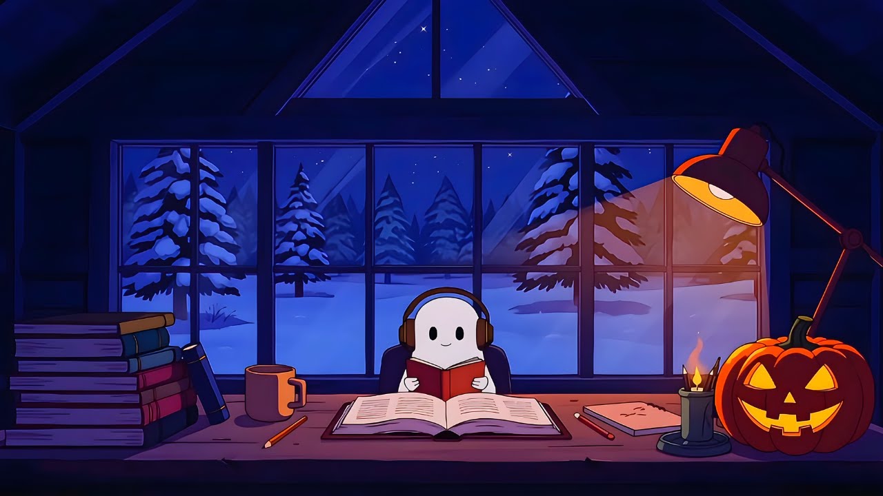 Ghostfi’s Spooky Study Room 👻🌙 1 Hour Lofi | Late Night Focus & Chill | Flofi House