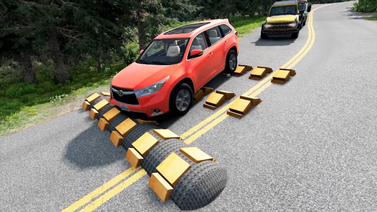 Mobil Truk vs Speed bumps part 461 beamng drive live 11