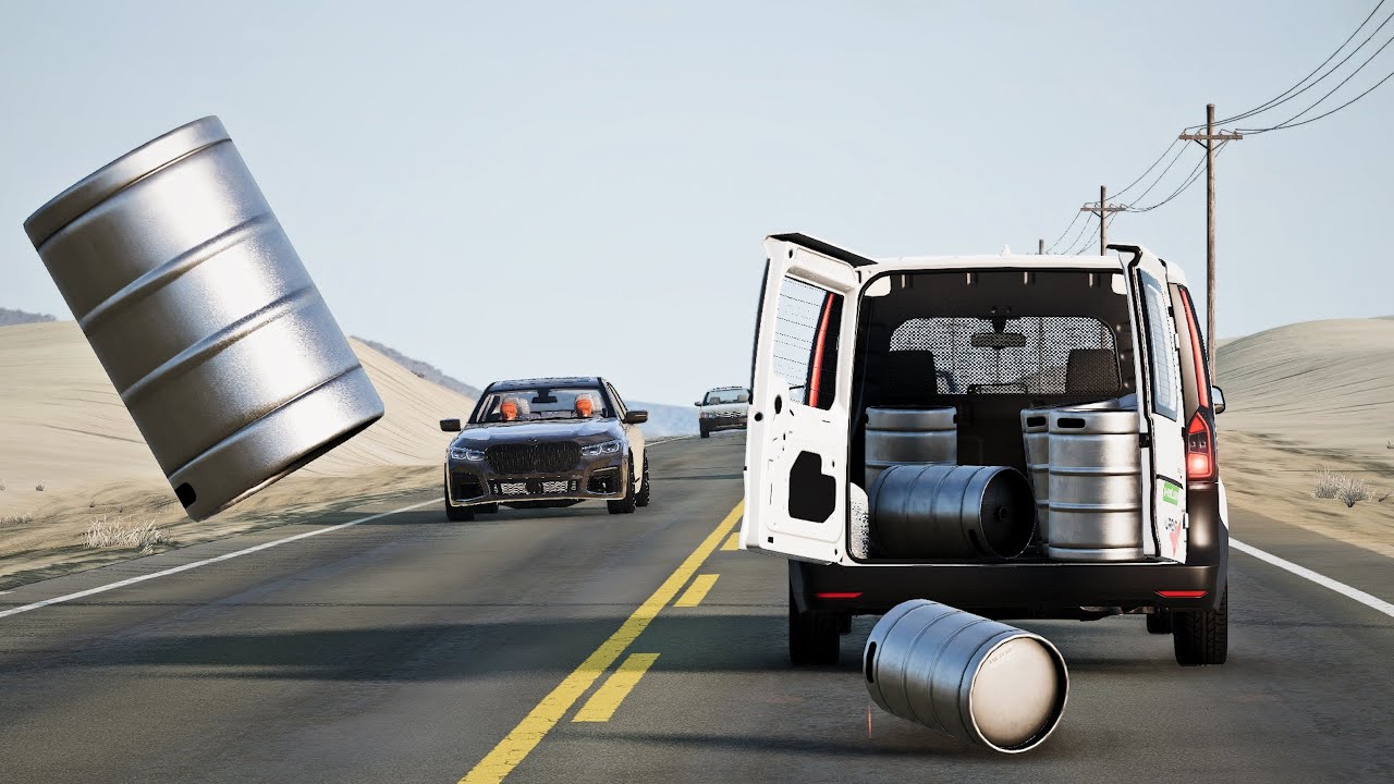 BeamNG Drive - Dangerous Objects and Car Crashes #1