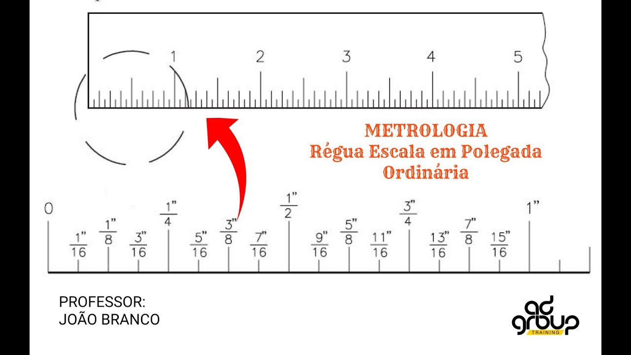Leitura de Régua Escala em Polegada Ordinária - METROLOGIA