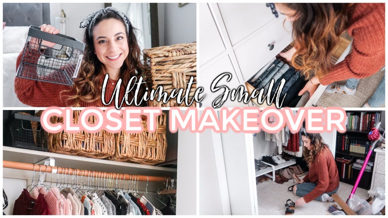 ULTIMATE CLEAN WITH ME + SMALL CLOSET ORGANIZATION IDEAS! Small closet makeover | Justine Marie