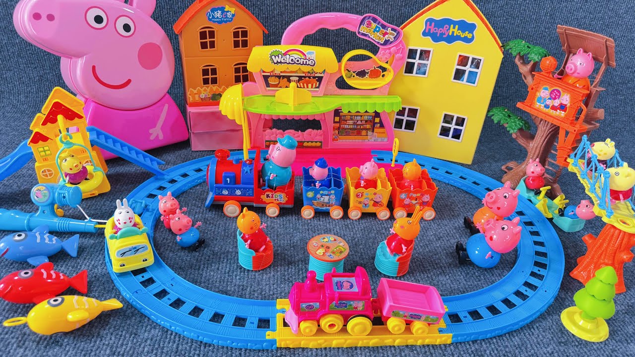 13 Minutes Satisfying with Unboxing Peppa Pig Villa and Slide Track Car Playset ASMR | Review Toys