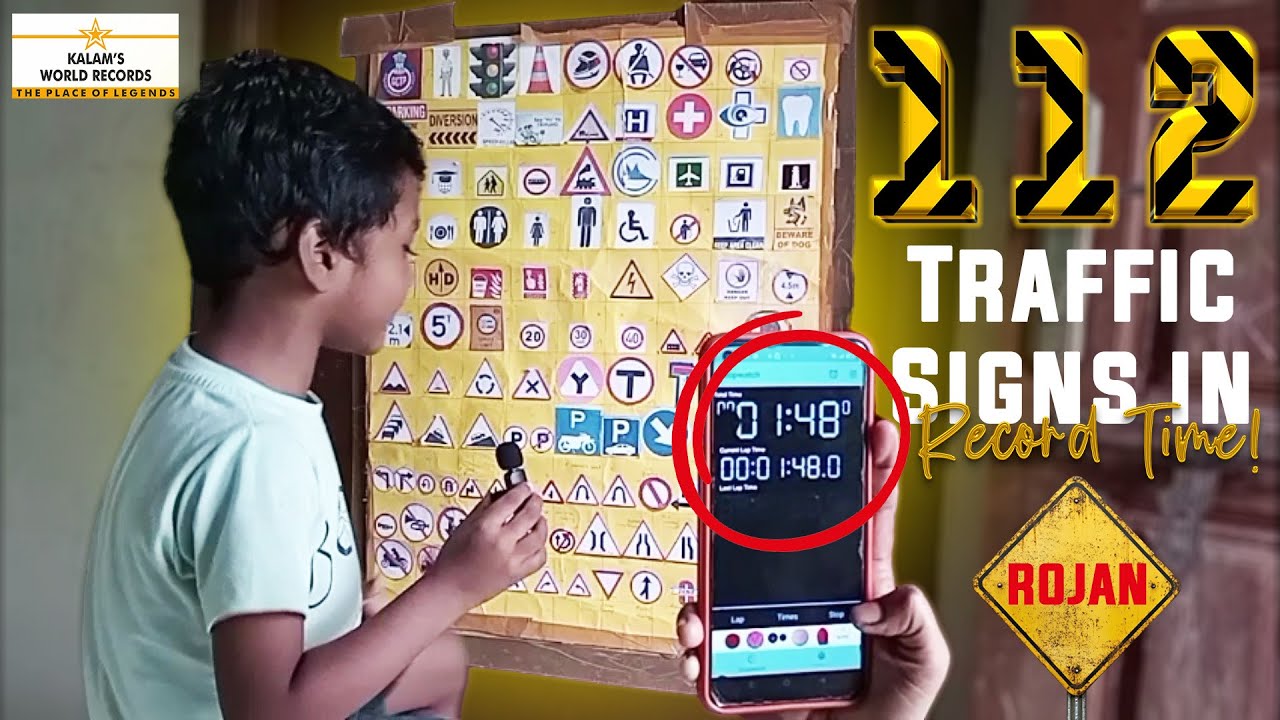 Fastest Identification & Recitation of 112 Traffic Signs in 1 Min 48 Secs🚦