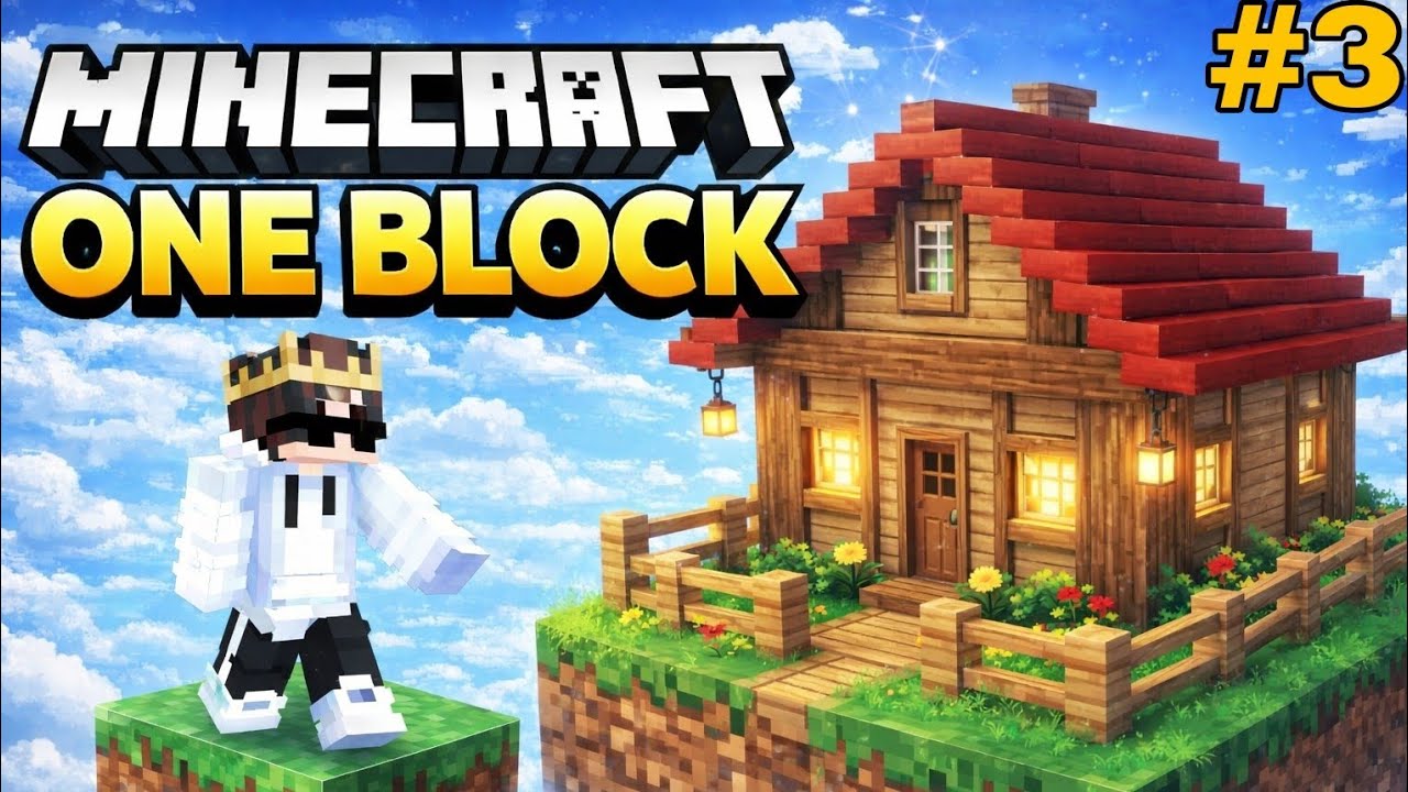 MINECRAFT ONE BLOCK CREAT A MY NEW HOUSE IN SURVIVAL | MINECRAFT GAMEPLAY #3