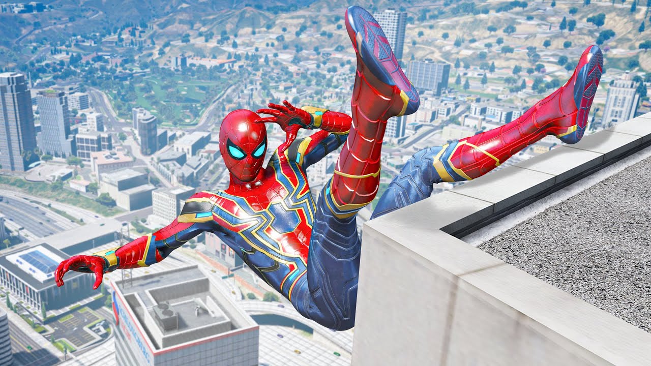 GTA 5 Iron Spiderman Falling off Highest Buildings - Episode 02 (Euphoria Ragdolls)