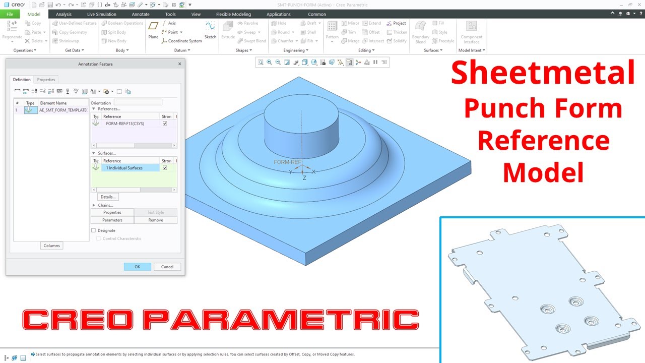 Creo Parametric — эталонные модели штампов листового металла