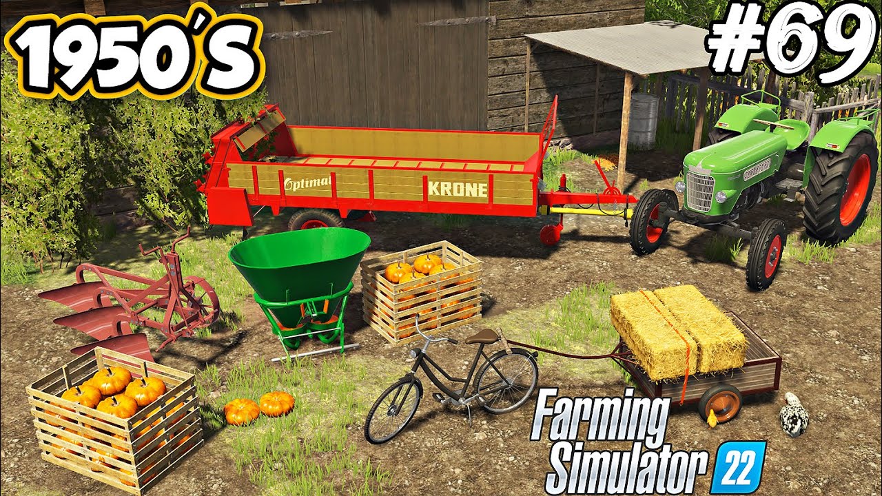 1950'S. SHOPPING. Hand picking PUMPKIN. Collecting straw bales. Selling carrots. FS 22. Ep 69.