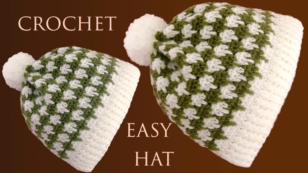 Gorro a Crochet para principiantes tejido paso a paso en Punto fácil de dos colores