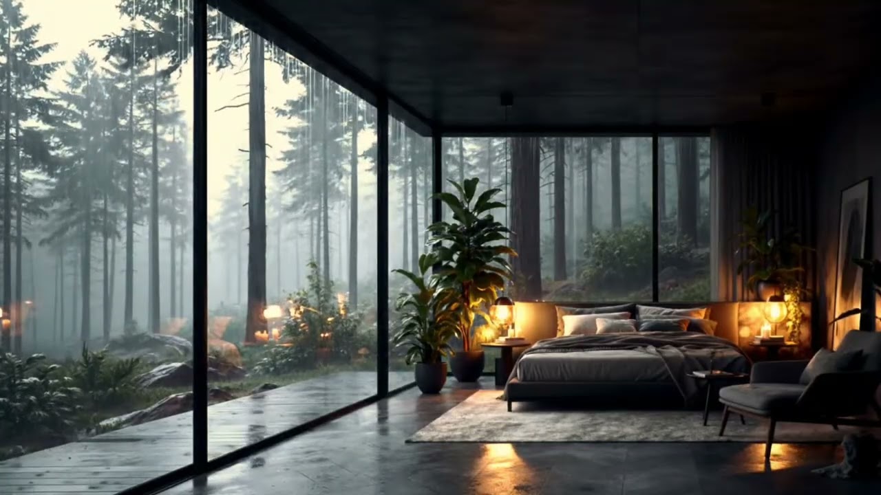 🎶 Relaxing Sleep Music & Soft Rain 🌧️ Peaceful Bedroom Ambience to Healing of Stress, Meditation