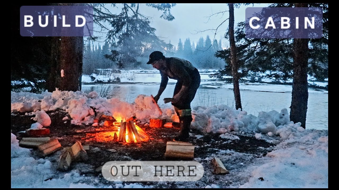 Wooden Off Grid Cabin Build.  Alone Again at Remote Mountain Homestead Property (40)