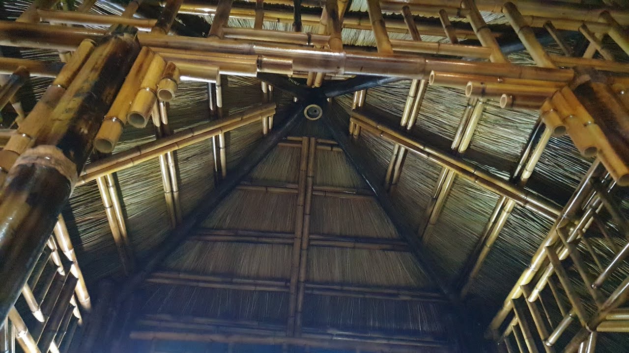 thợ thi công nhà tre tứ trụ đẹp, nhà tre mái lá