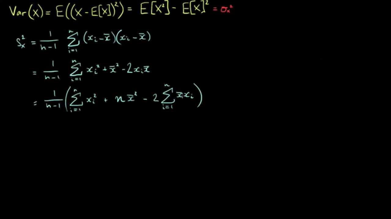19: Formulas for sample Covariance & Variance