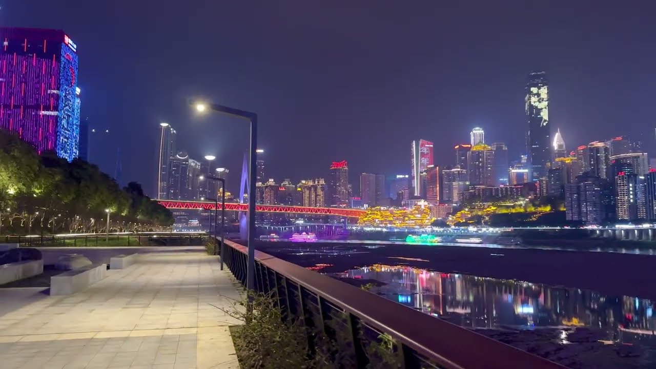 [4K 60FPS HDR] Night walk along the Jialing River in Chongqing