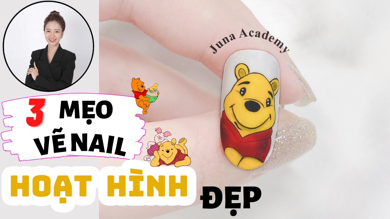 3 mẹo vẽ nail hoạt hình đẹp - Vẽ hoạt hình nail gấu Pooh