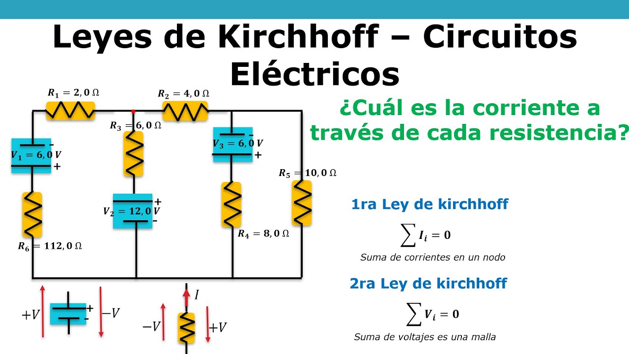 Leyes de Kirchhoff (Nodos y mallas) - Calcular corrientes