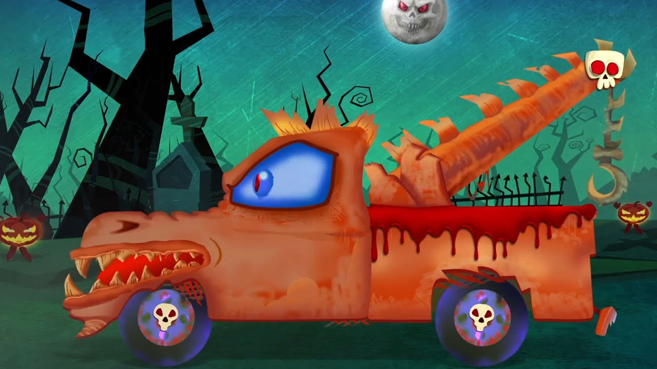 Scary Tow Truck, Animated Halloween Cartoon Video For Children