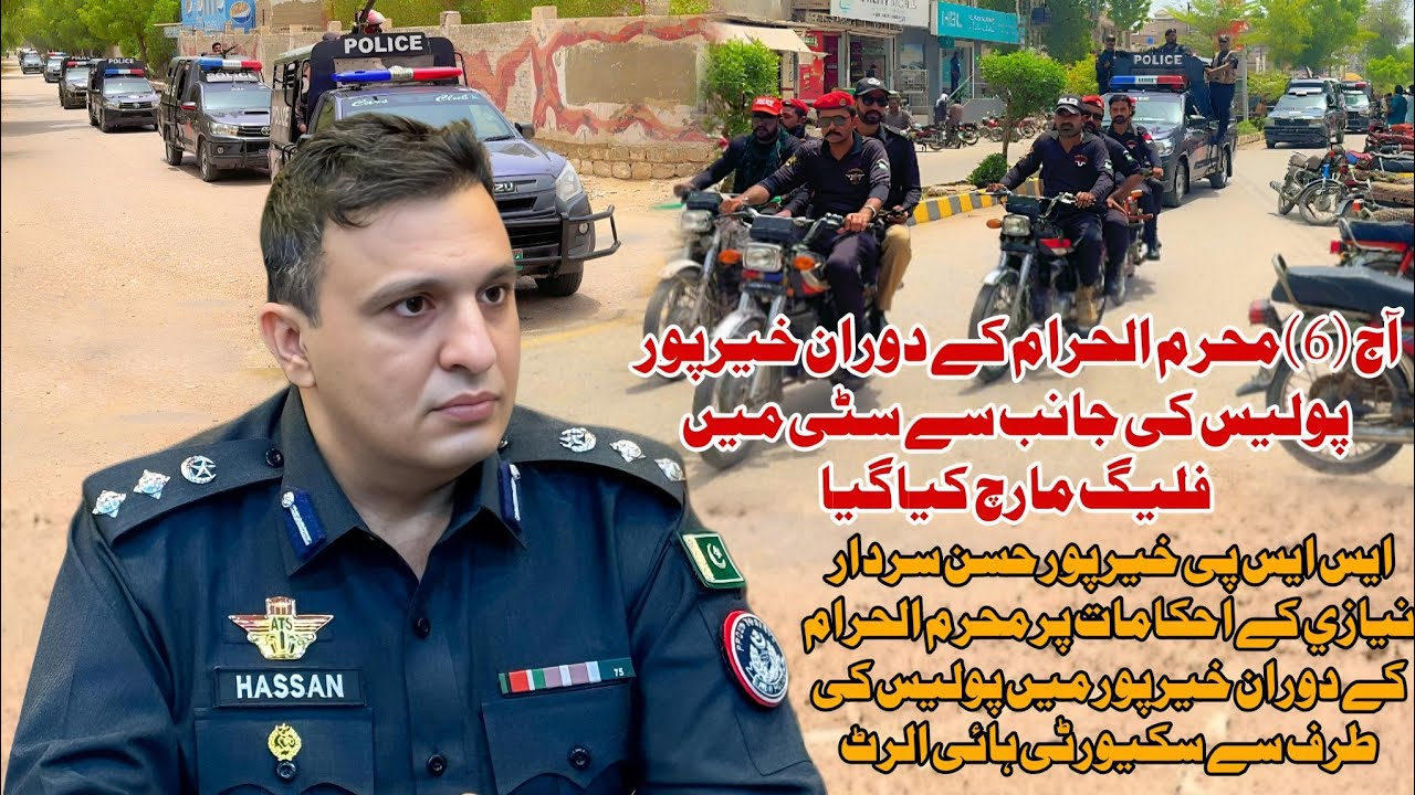 Today, during the 6th of Muharram, a flag march was conducted by Khairpur Police in the city.