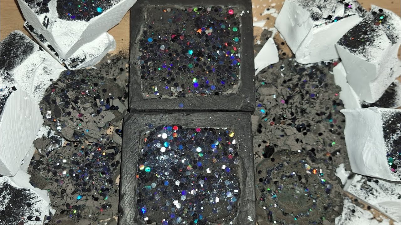 Black(ish) and White Gym Chalk Blocks & Chunks & Cornstarch Crunchies | ASMR | Satisfying