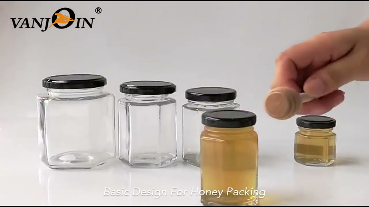 Hex Glass Storage Jars Honey Packing Custom Box Packaging