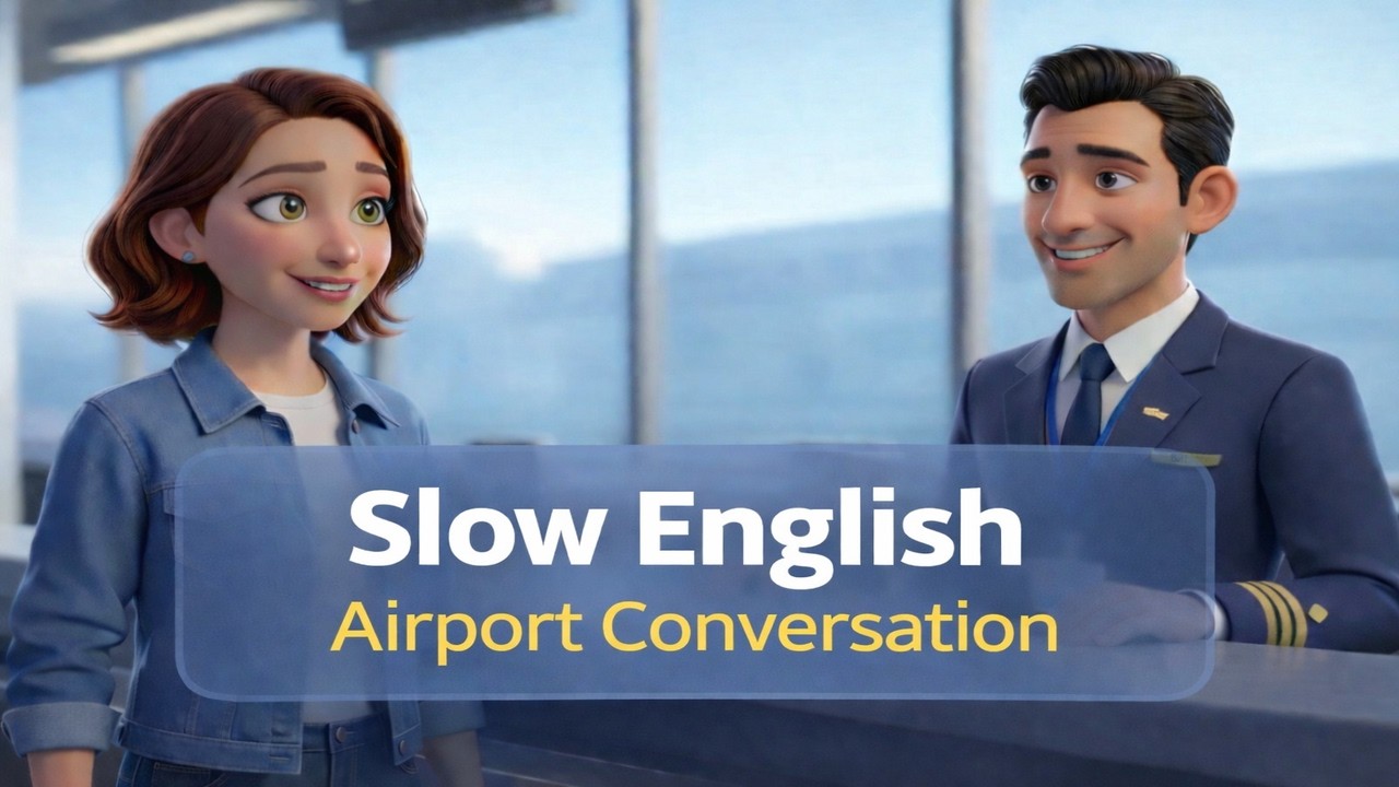 English Listening Practice – Airport Conversation Story | Slow English Shadowing