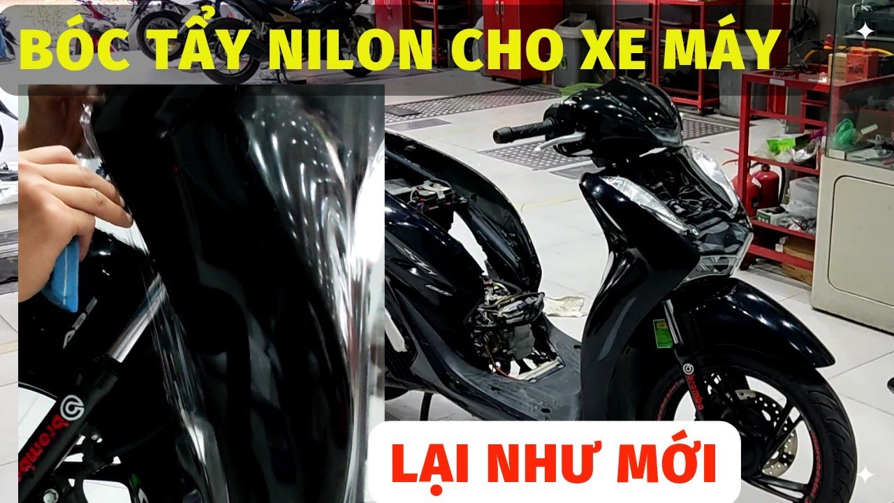 Bóc tẩy nilon cũ, dán nilon mới cho xe máy. Bóc tẩy nilon cho xe máy. #xemay