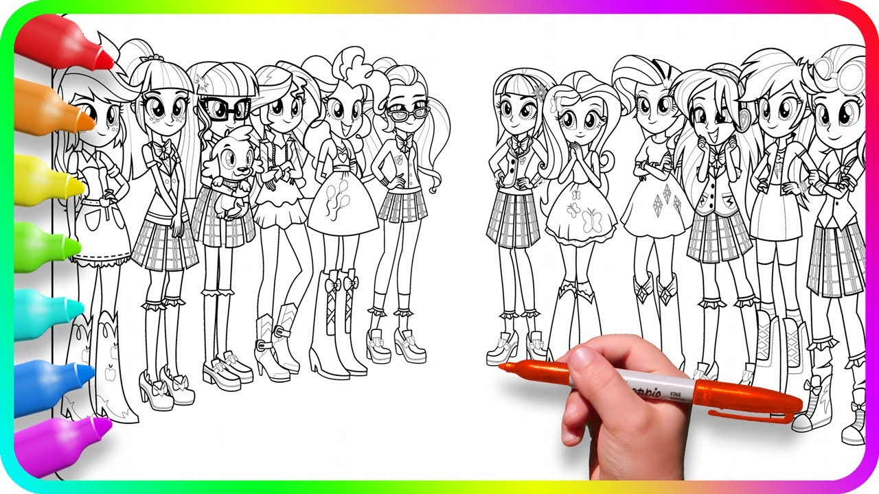 BIGGEST Coloring Pages EQUESTRIA GIRLS / How to color My Little Pony. MLP. Easy Drawing Tutorial Art