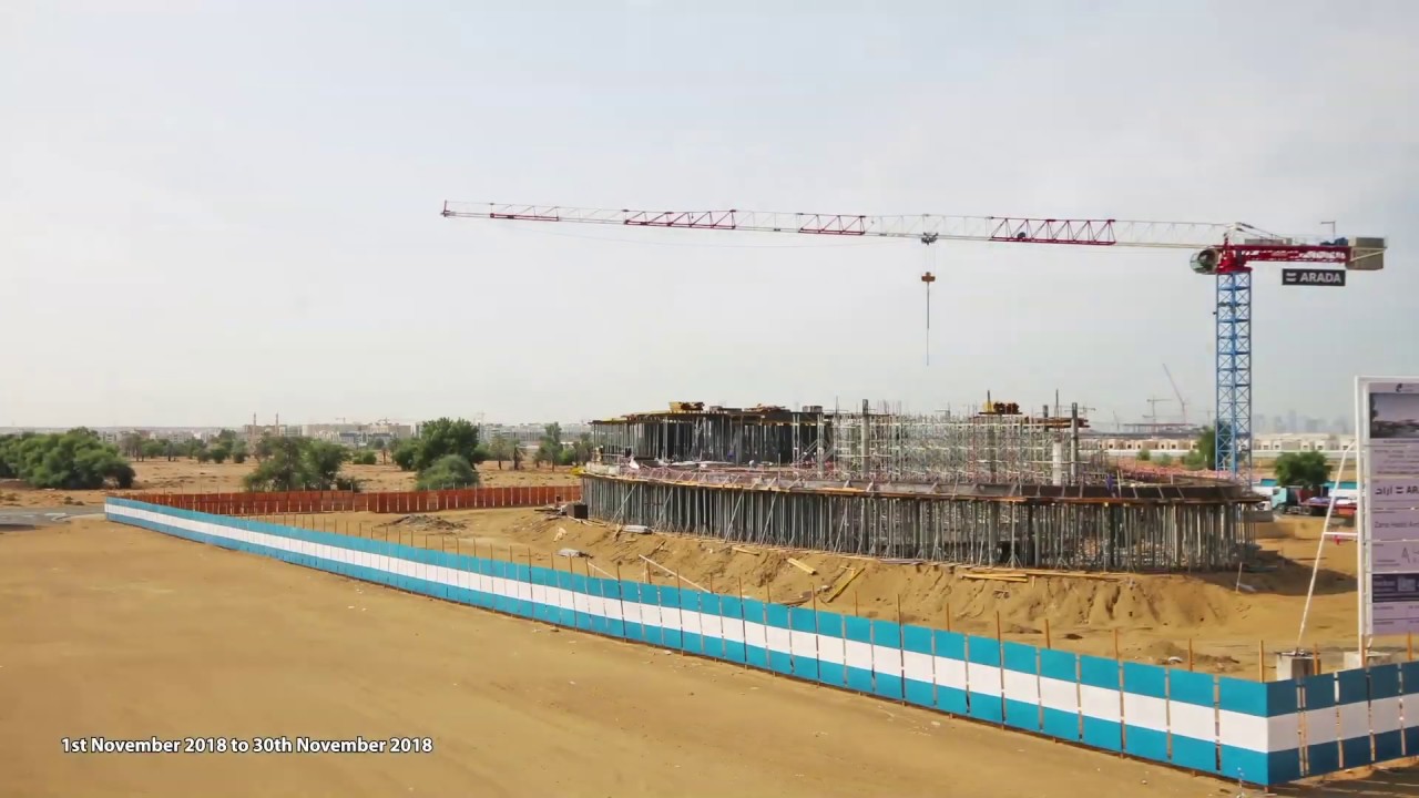 Aljada by Arada’s Sales Centre construction time-lapse in Sharjah, UAE