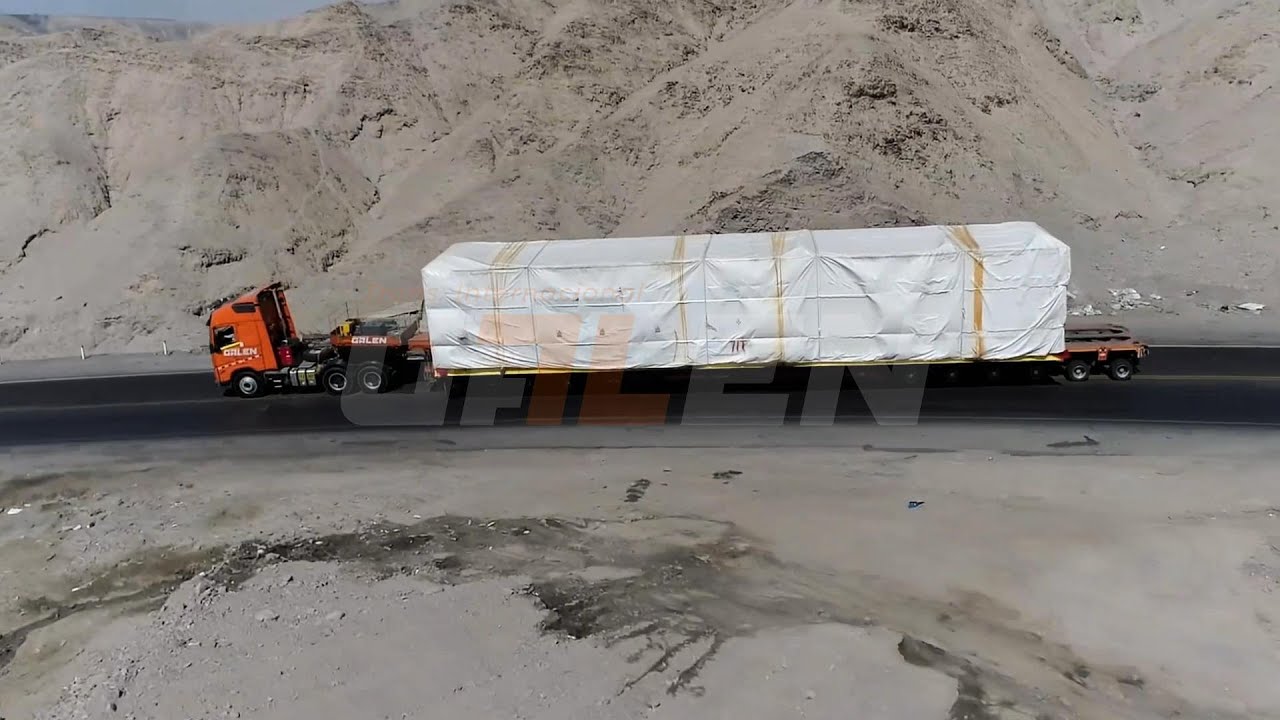 Carga sobredimensionada: 3 salas eléctricas a minera Shougang #transportepesado #transportesgalen