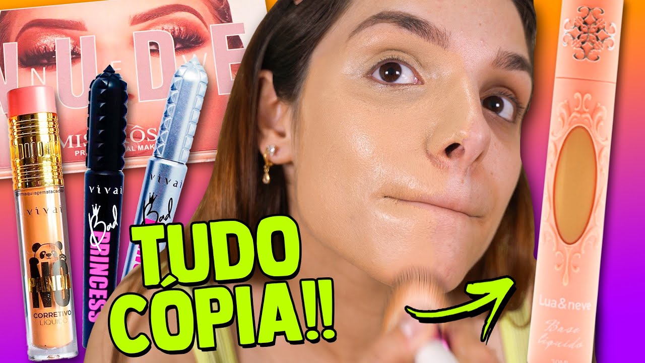 TESTEI as CÓPIAS da 25 de MARÇO de MARCAS CARAS! Corretivo, Base, Paleta de sombra