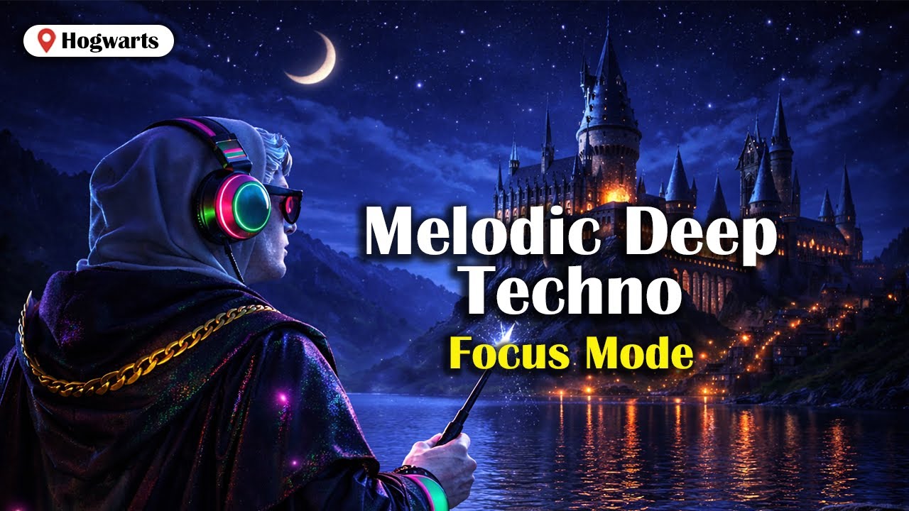 Melodic Deep Techno for Focus at Cyberpunk Magic Library | 120 BPM