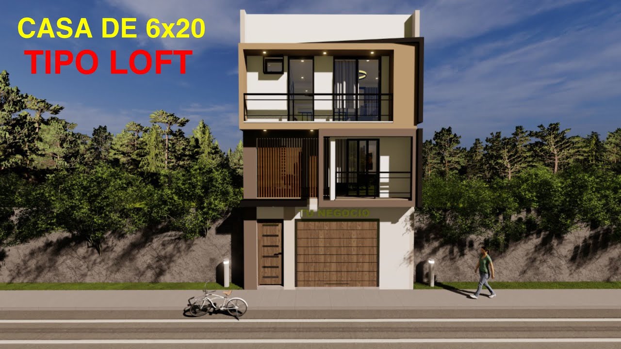 PLANO DE CASA DE 6x20 -  TIPO LOFT / PRIMER NIVEL PARA COMERCIO