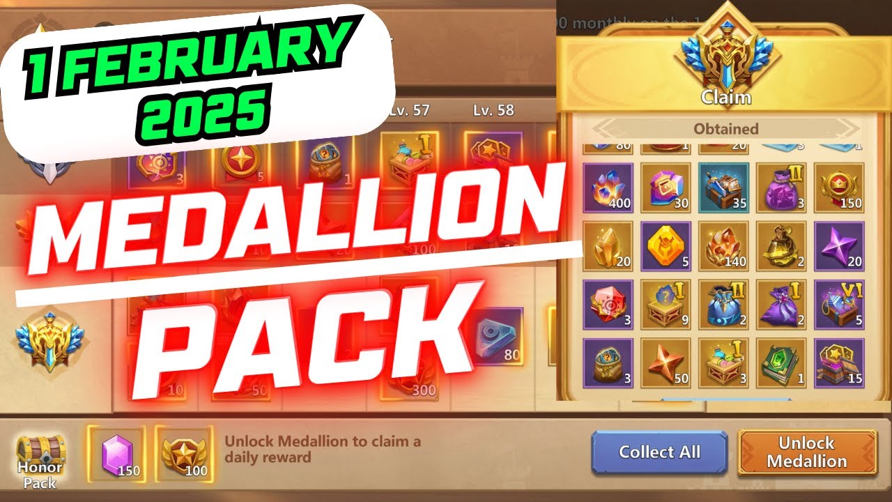 MEDALLION PACK 😍1 FEBRUARY 2025 😍CASTLE CLASH