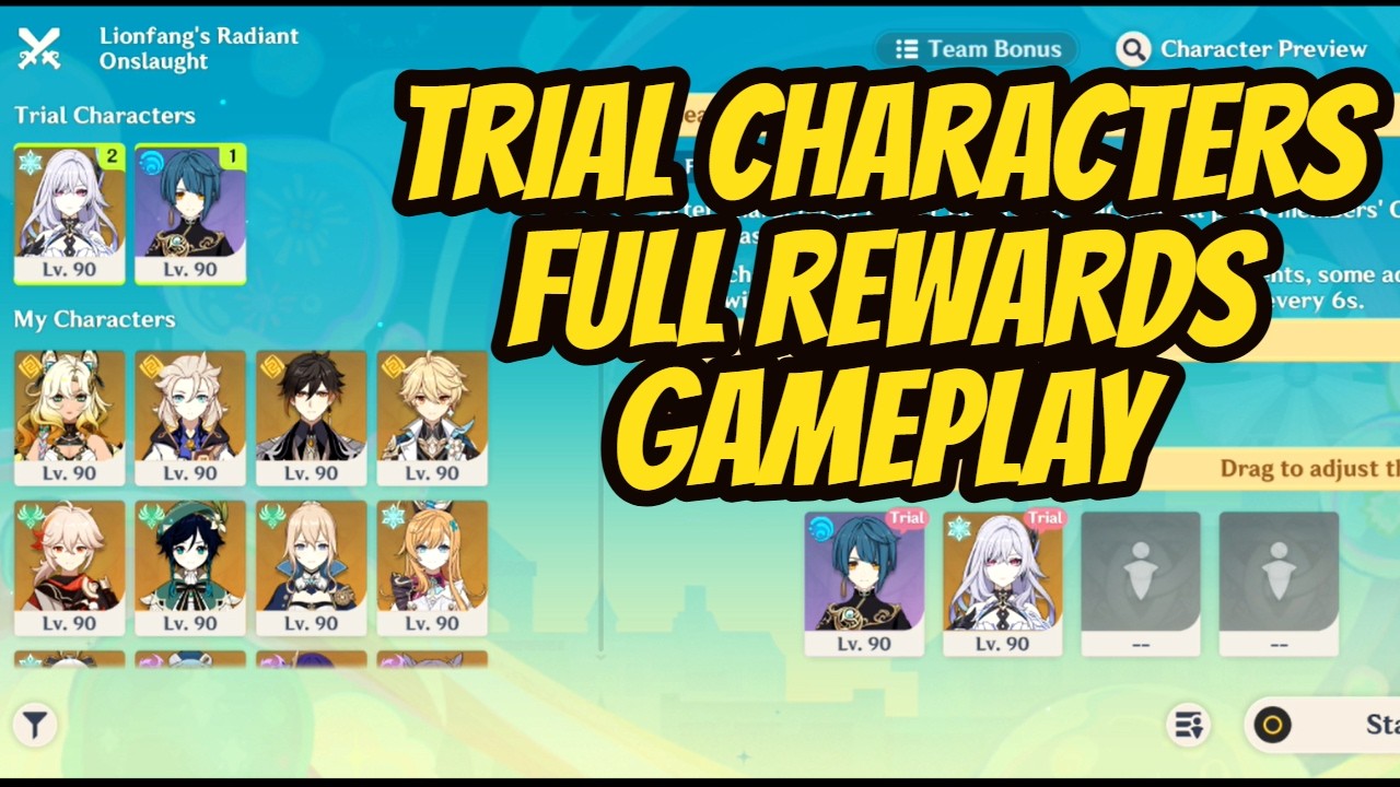 [GAME 4] Lionfang's Radiant Onslaught Full Rewards Gameplay Using Trial Characters Only On Mobile