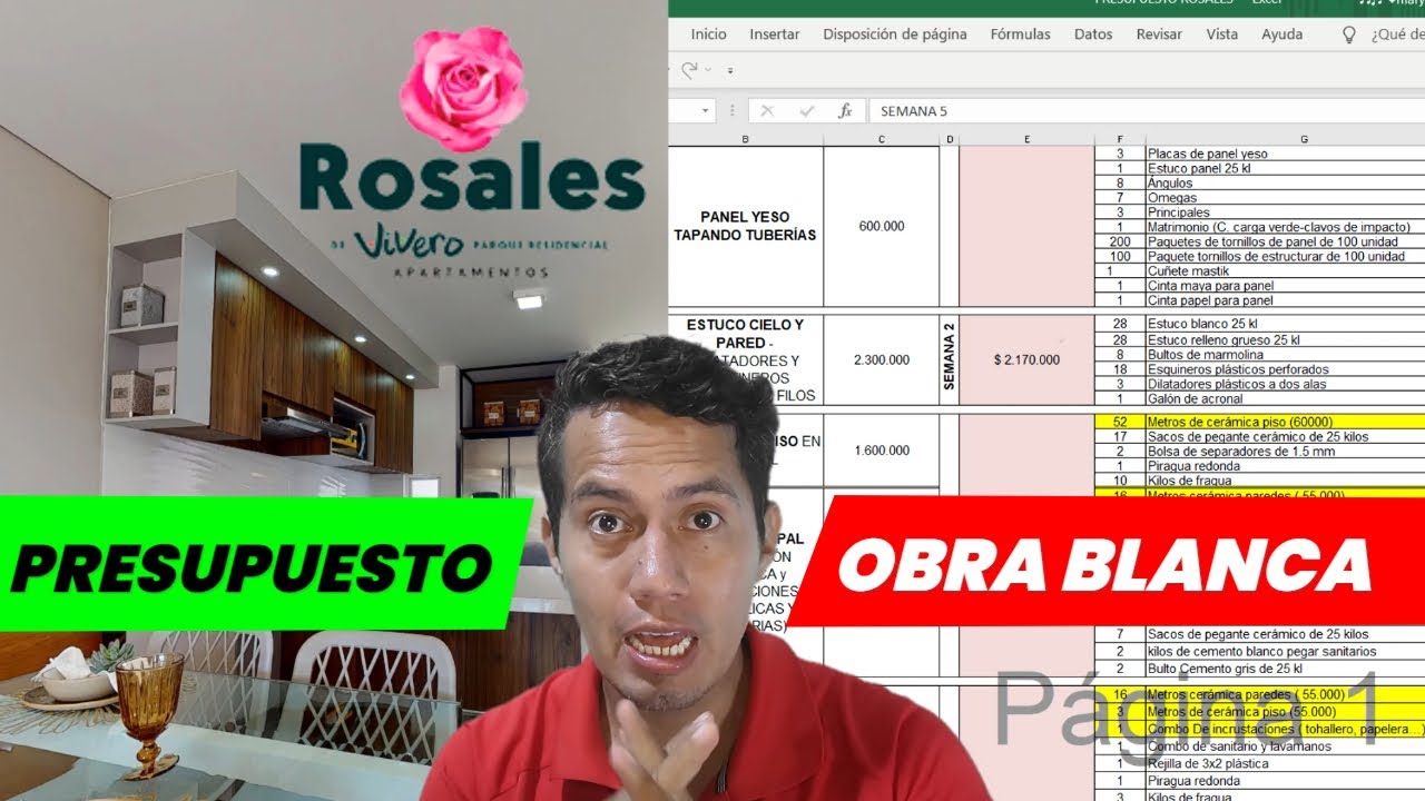 Presupuesto obra blanca /rosales vivero parque residencial/ constructora bolivar.