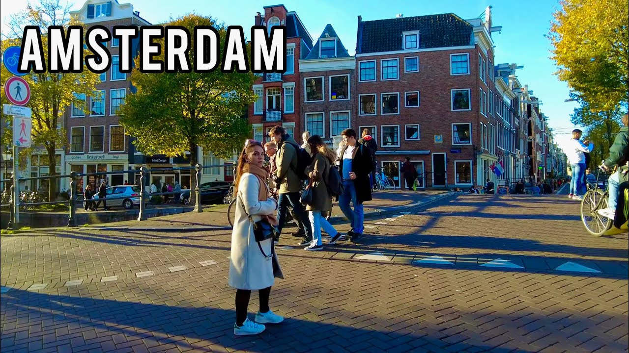 🇳🇱 Amsterdam on a Sunny Autumn Weekend🍁4K Central Amsterdam Walk - November 2022