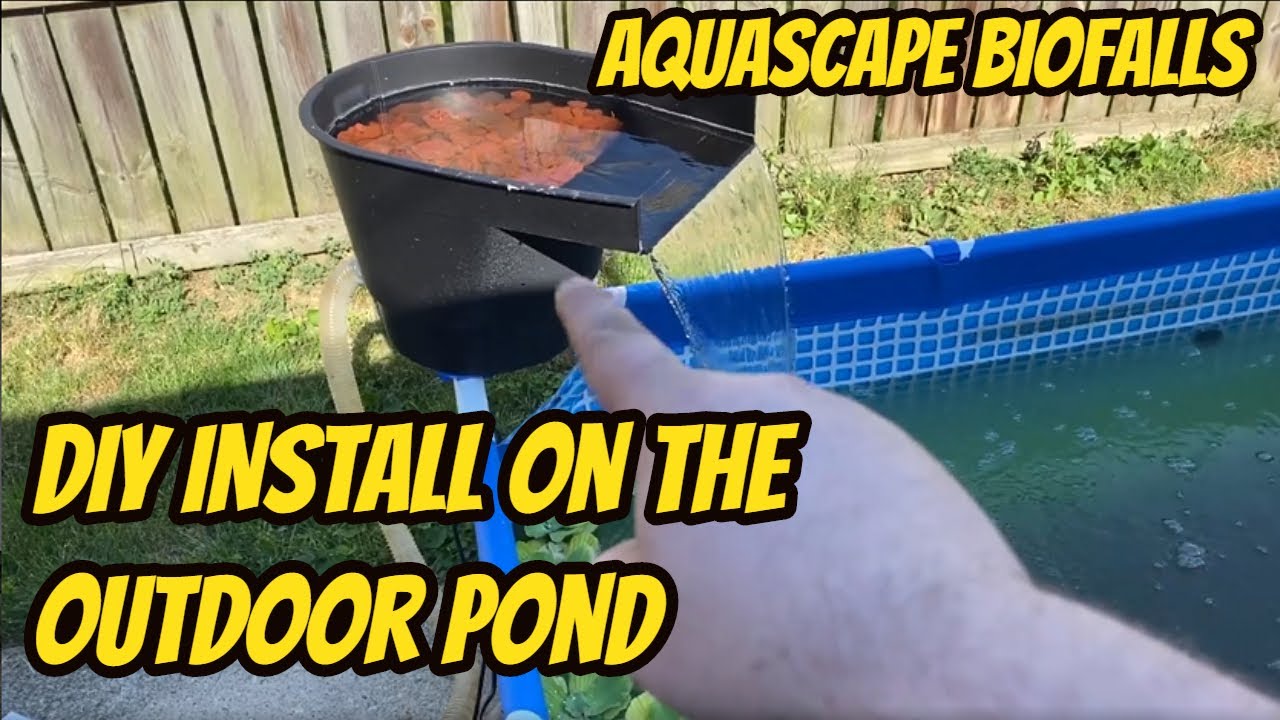 Installing an aquascape biofalls pond waterfall for summer tubbing, backyard fish pond