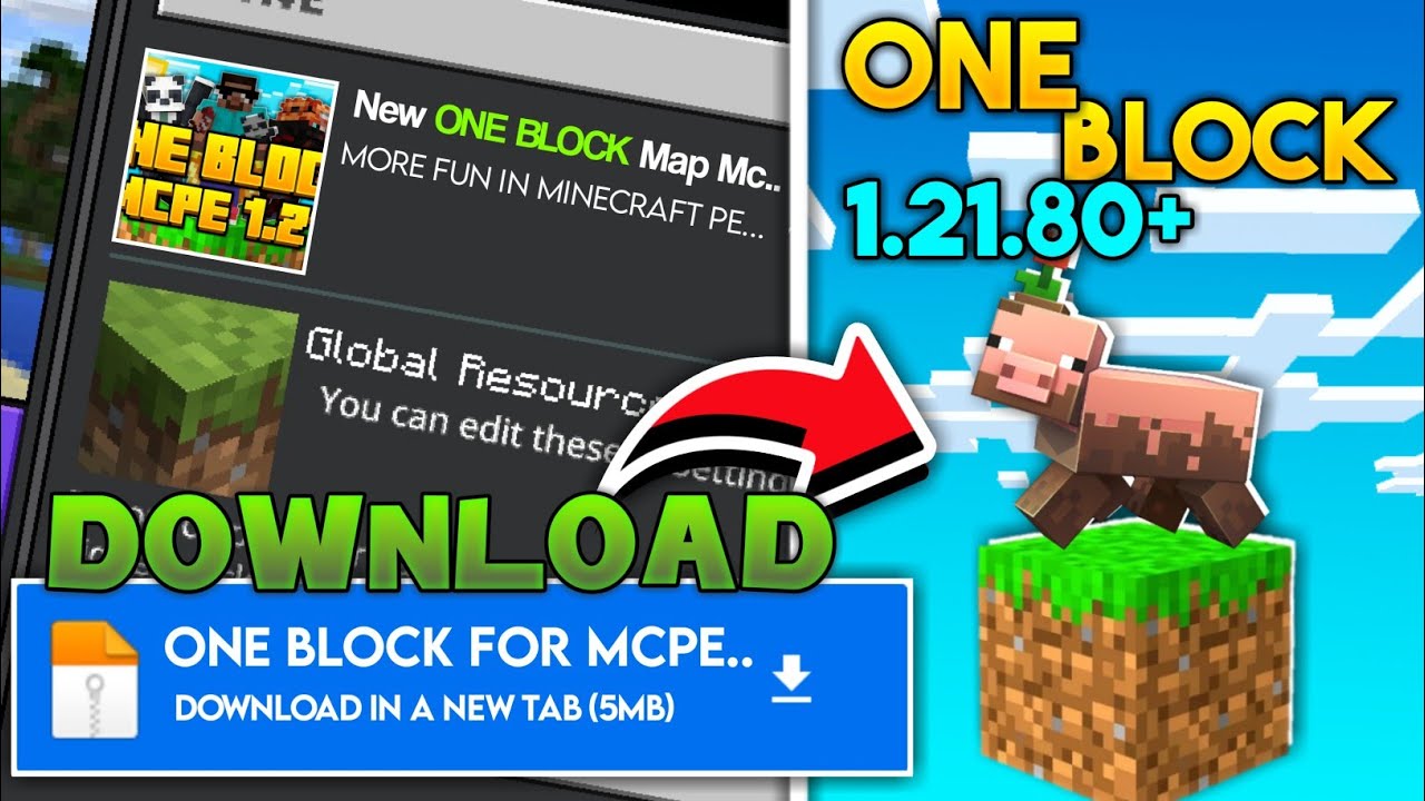 One Block Minecraft PE 1.21.80+ || one block minecraft download android 1.21