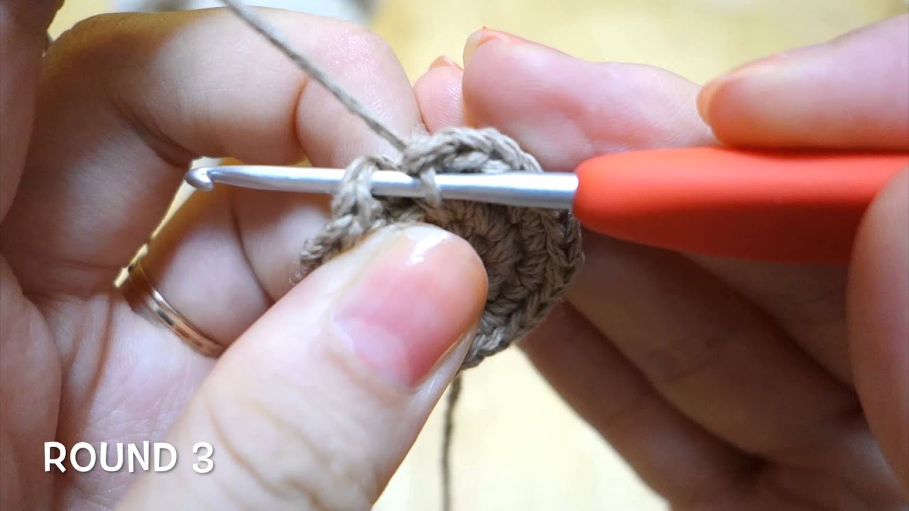 【かぎ針編み】 1/6 くまのあみぐるみの編み方[頭] How to crochet a Amigurumi bear